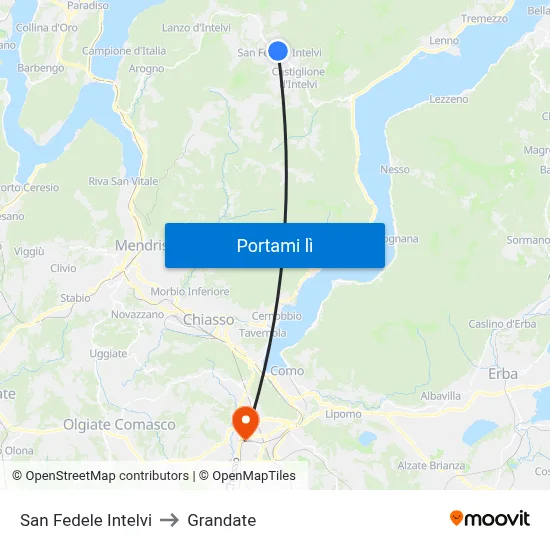 San Fedele Intelvi to Grandate map
