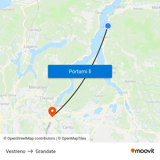Vestreno to Grandate map