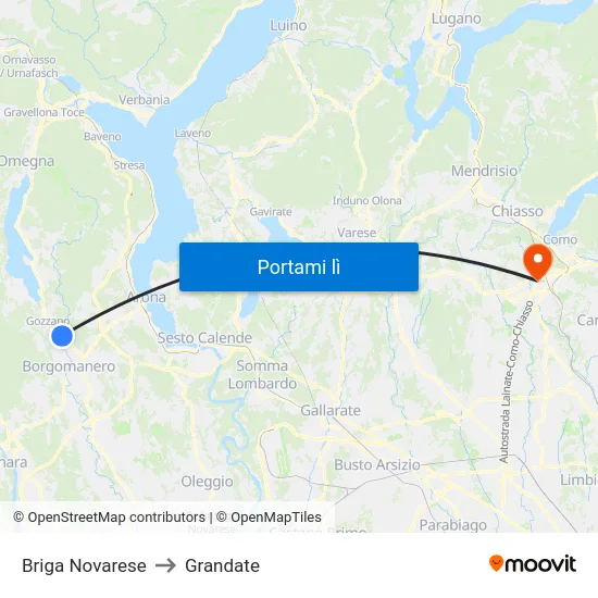 Briga Novarese to Grandate map