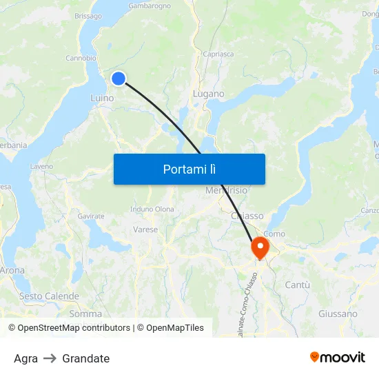 Agra to Grandate map