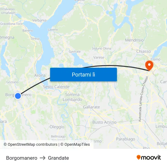 Borgomanero to Grandate map