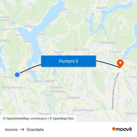 Invorio to Grandate map