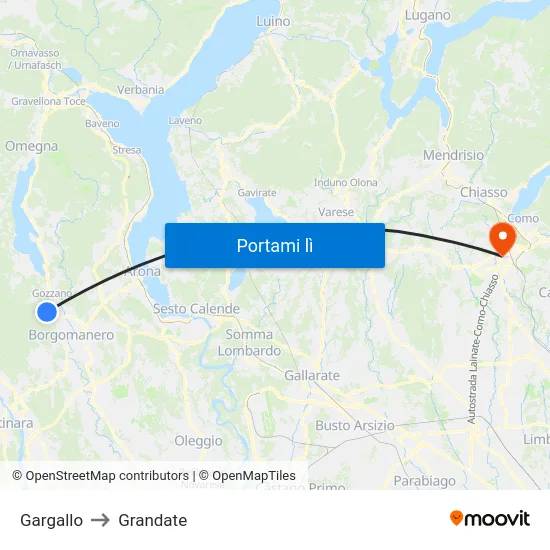 Gargallo to Grandate map
