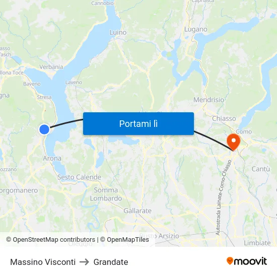 Massino Visconti to Grandate map