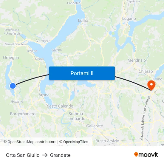 Orta San Giulio to Grandate map