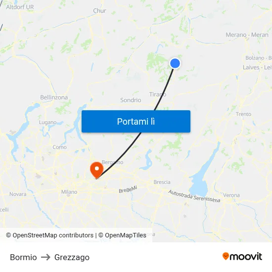 Bormio to Grezzago map