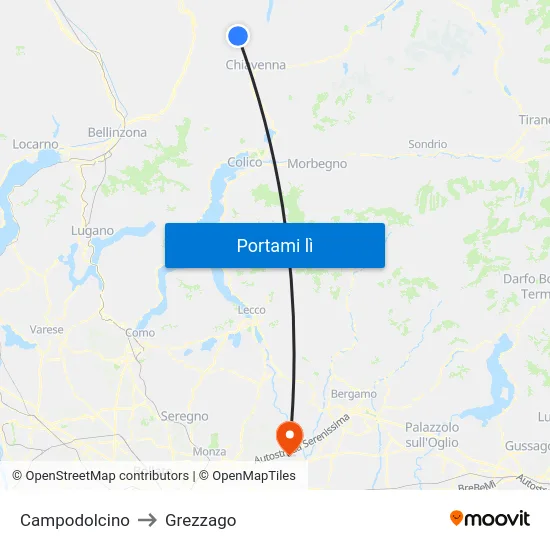 Campodolcino to Grezzago map