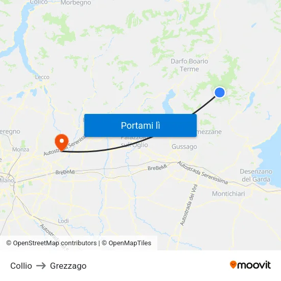 Collio to Grezzago map