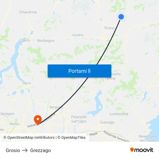 Grosio to Grezzago map
