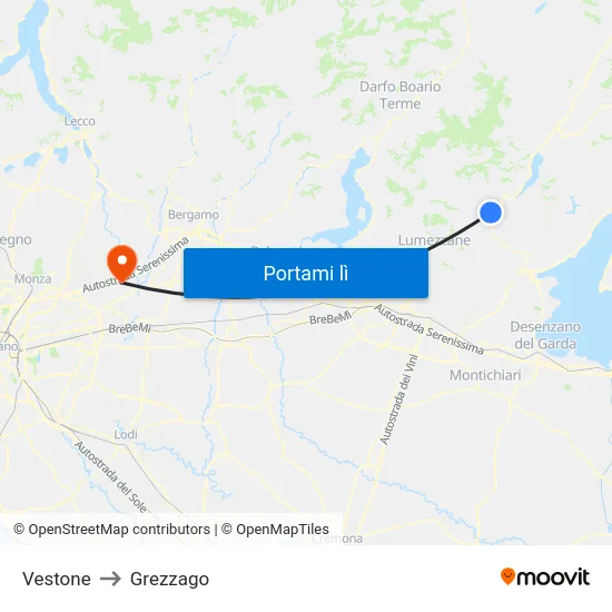 Vestone to Grezzago map