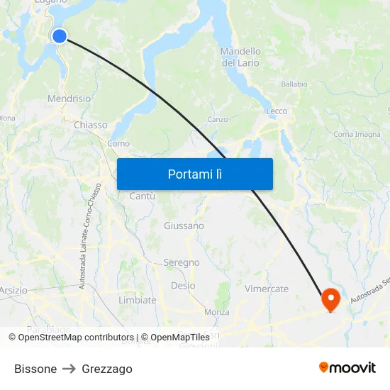 Bissone to Grezzago map