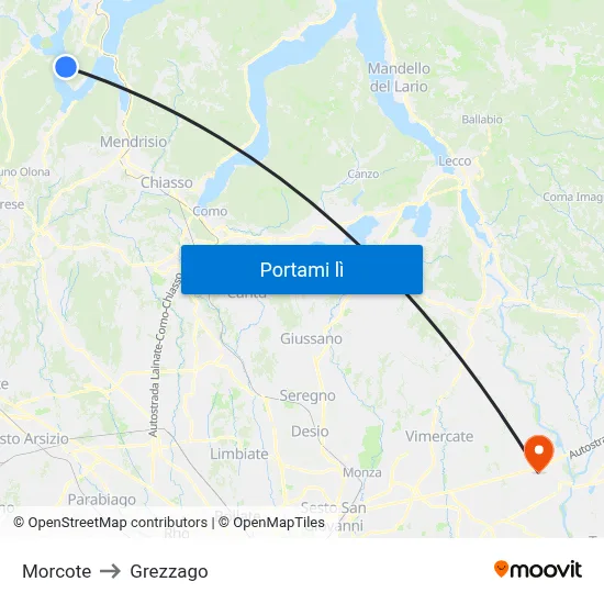 Morcote to Grezzago map