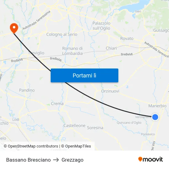 Bassano Bresciano to Grezzago map