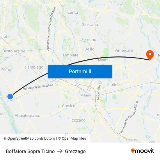 Boffalora Sopra Ticino to Grezzago map