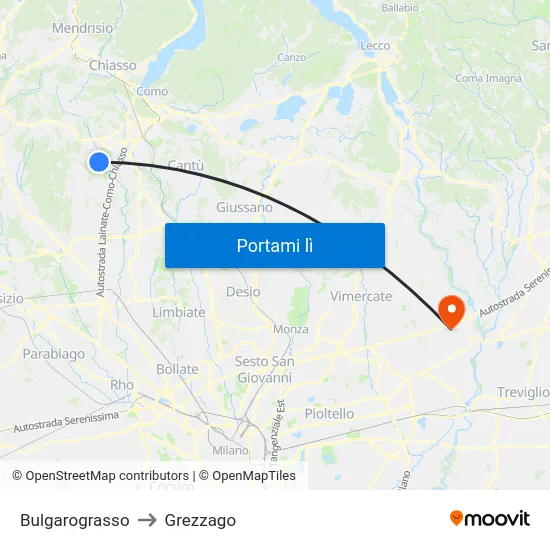 Bulgarograsso to Grezzago map