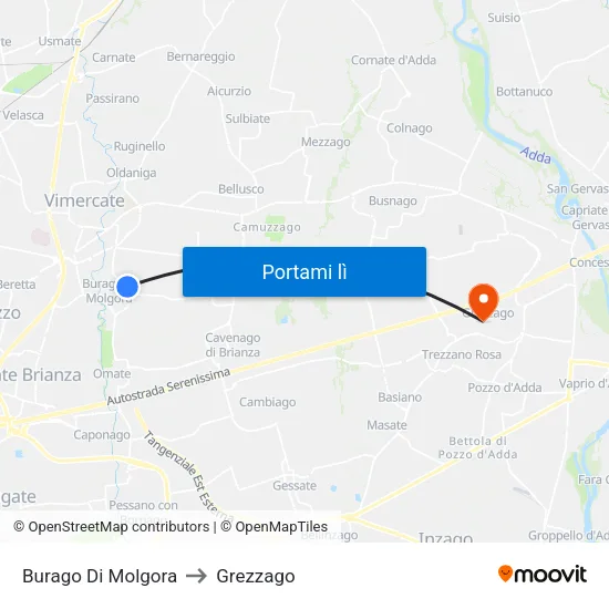 Burago Di Molgora to Grezzago map