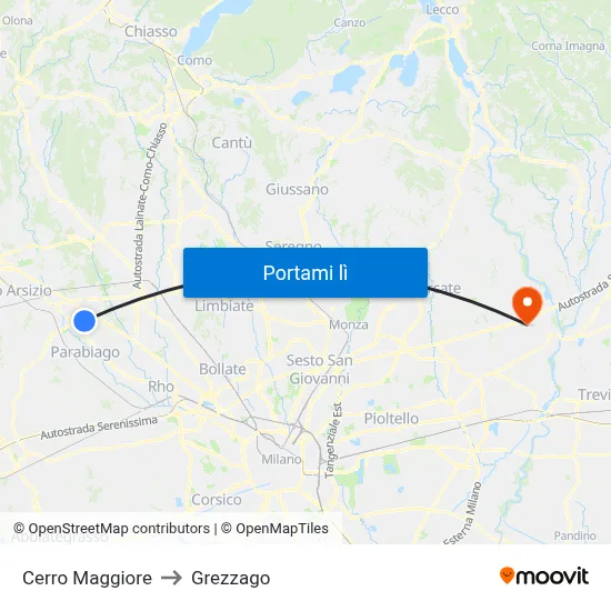 Cerro Maggiore to Grezzago map