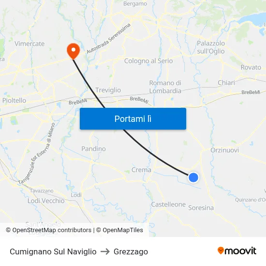 Cumignano Sul Naviglio to Grezzago map