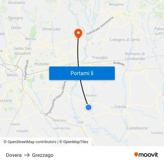 Dovera to Grezzago map