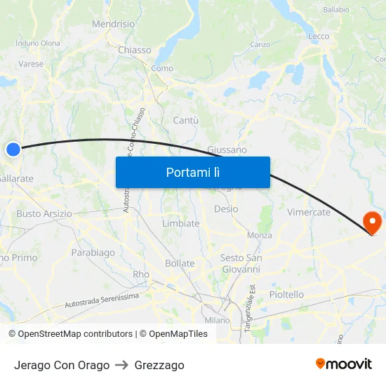 Jerago Con Orago to Grezzago map