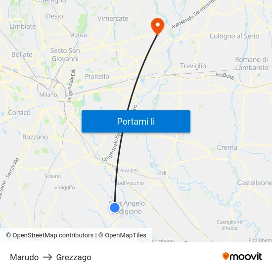 Marudo to Grezzago map