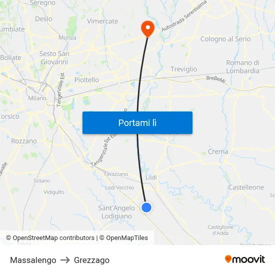 Massalengo to Grezzago map