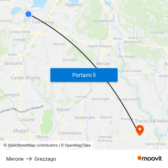 Merone to Grezzago map