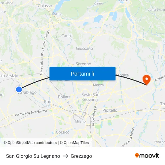 San Giorgio Su Legnano to Grezzago map