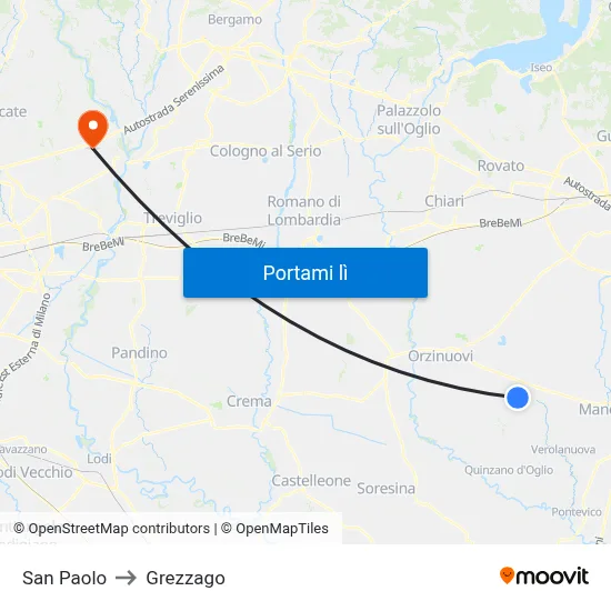 San Paolo to Grezzago map