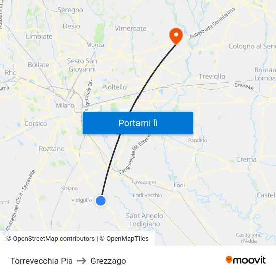 Torrevecchia Pia to Grezzago map