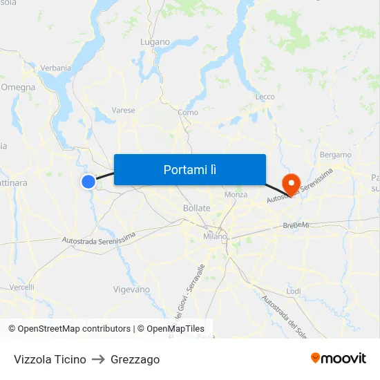 Vizzola Ticino to Grezzago map
