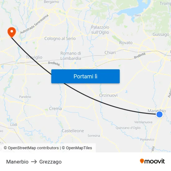 Manerbio to Grezzago map