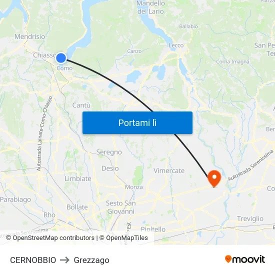 CERNOBBIO to Grezzago map