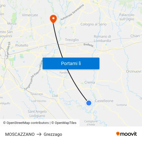 MOSCAZZANO to Grezzago map