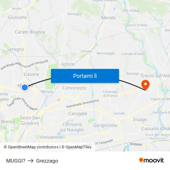 MUGGI? to Grezzago map