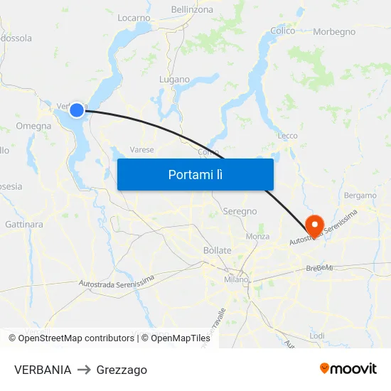 VERBANIA to Grezzago map