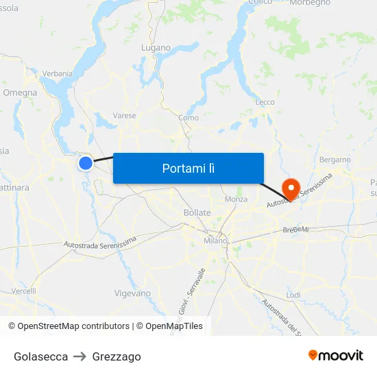 Golasecca to Grezzago map