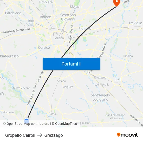 Gropello Cairoli to Grezzago map