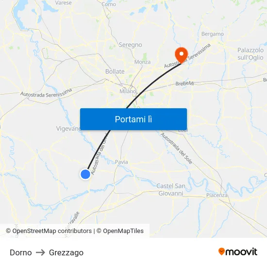 Dorno to Grezzago map