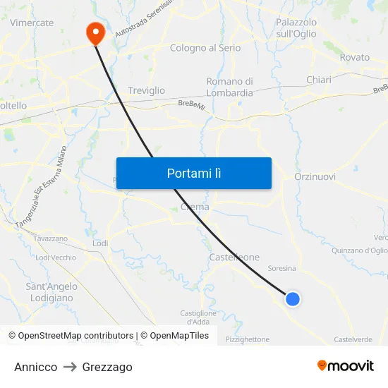 Annicco to Grezzago map