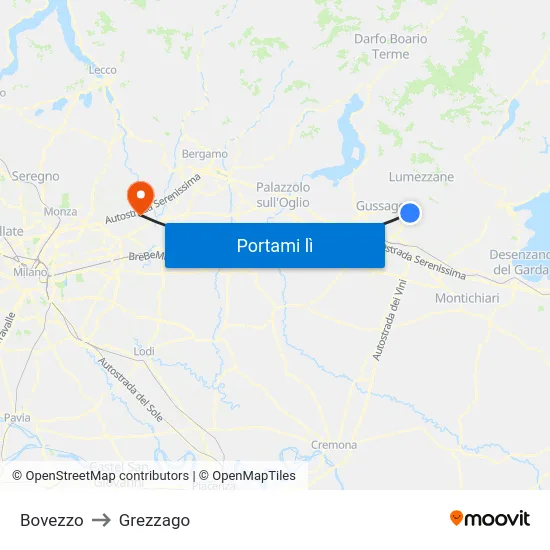 Bovezzo to Grezzago map