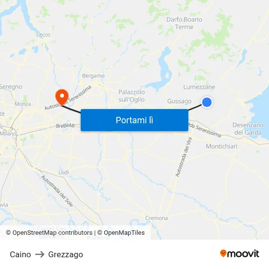 Caino to Grezzago map
