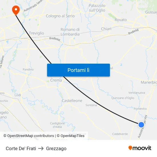 Corte De' Frati to Grezzago map