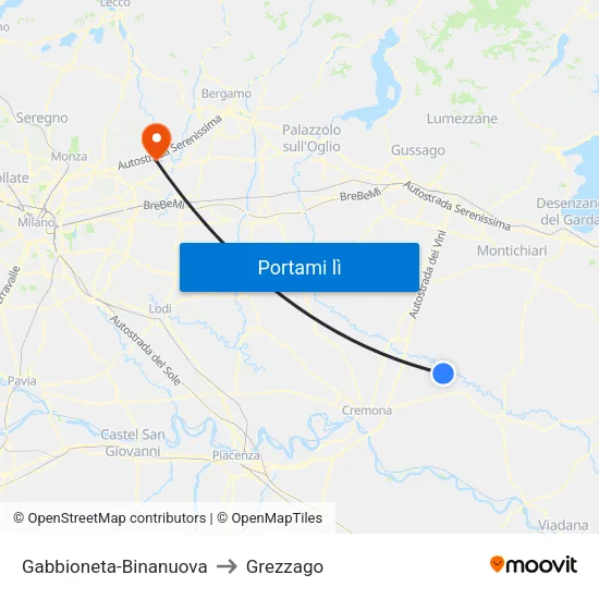Gabbioneta-Binanuova to Grezzago map