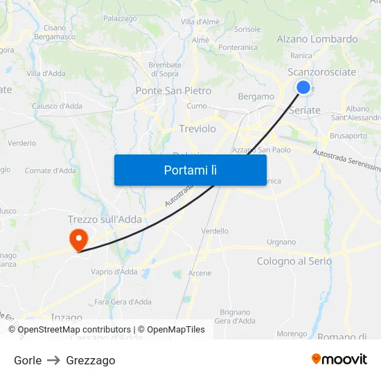 Gorle to Grezzago map