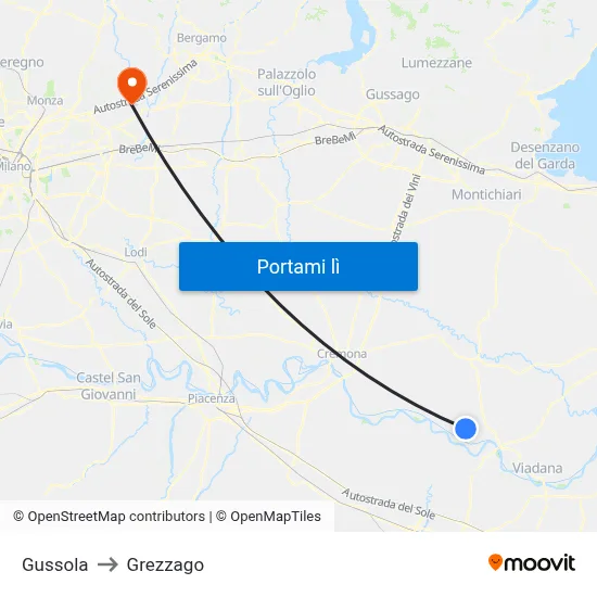 Gussola to Grezzago map