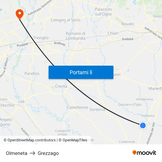 Olmeneta to Grezzago map