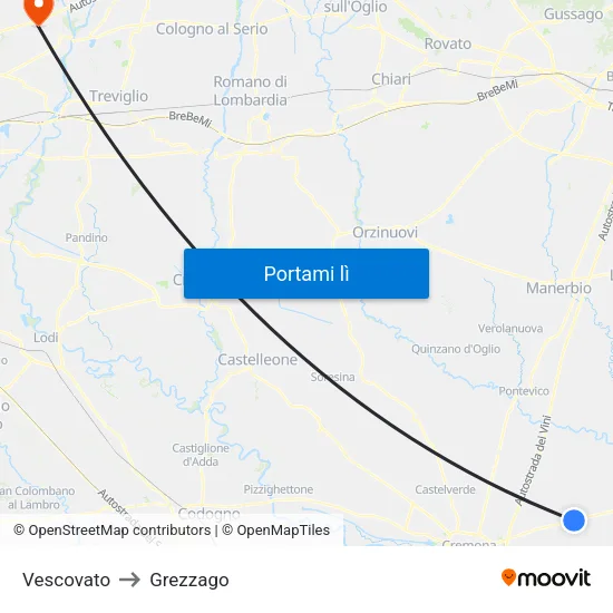 Vescovato to Grezzago map