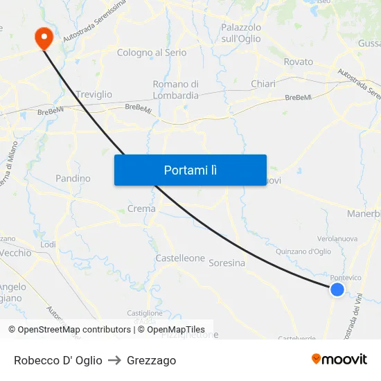 Robecco D' Oglio to Grezzago map