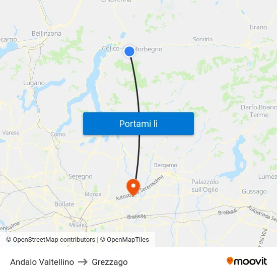 Andalo Valtellino to Grezzago map